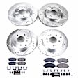 4-Wheel Set Power Stop&reg; K2809 Front and Rear Z23 Daily Carbon-Fiber Ceramic Brake Pad and Drilled & Slotted Rotor Kit