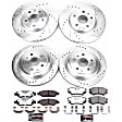 4-Wheel Set Power Stop&reg; K2816-26 Front and Rear Z26 Muscle Carbon-Fiber Ceramic Brake Pad and Drilled & Slotted Rotor Kit