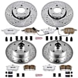 4-Wheel Set Power Stop&reg; K2825-26 Front and Rear Z26 Muscle Carbon-Fiber Ceramic Brake Pad and Drilled & Slotted Rotor Kit