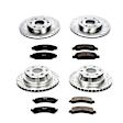 4-Wheel Set Power Stop&reg; K2826 Front and Rear Z23 Daily Carbon-Fiber Ceramic Brake Pad and Drilled & Slotted Rotor Kit