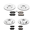 4-Wheel Set Power Stop&reg; K2829 Front and Rear Z23 Daily Carbon-Fiber Ceramic Brake Pad and Drilled & Slotted Rotor Kit