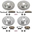 4-Wheel Set Power Stop&reg; K2853-26 Front and Rear Z26 Muscle Carbon-Fiber Ceramic Brake Pad and Drilled & Slotted Rotor Kit