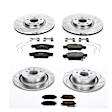 4-Wheel Set Power Stop&reg; K2862 Front and Rear Z23 Daily Carbon-Fiber Ceramic Brake Pad and Drilled & Slotted Rotor Kit