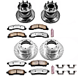 4-Wheel Set Power Stop&reg; K2868-36 Front and Rear Z36 Truck Carbon-Fiber Ceramic Brake Pad and Drilled & Slotted Rotor Kit