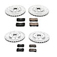 4-Wheel Set Power Stop&reg; K2881 Front and Rear Z23 Daily Carbon-Fiber Ceramic Brake Pad and Drilled & Slotted Rotor Kit