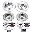 4-Wheel Set Power Stop&reg; K2890-26 Front and Rear Z26 Muscle Carbon-Fiber Ceramic Brake Pad and Drilled & Slotted Rotor Kit