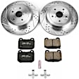 K2913 Rear Brake Disc and Pad Kit, Silver zinc-plated, Cross-drilled and Slotted, 5 Lugs, 316 mm, Carbon Fiber Ceramic, Z23 Evolution Sport Series