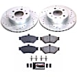 K2917 Front Brake Disc and Pad Kit, Silver zinc-plated, Cross-drilled and Slotted, 5 Lugs, 291 mm, Carbon Fiber Ceramic, Z23 Evolution Sport Series