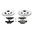 K2926 Front Brake Disc and Pad Kit, Silver zinc-plated, Cross-drilled and Slotted, 5 Lugs, 300 mm, Carbon Fiber Ceramic, Z23 Evolution Sport Series