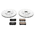 K2944 Front Brake Disc and Pad Kit, Silver zinc-plated, Cross-drilled and Slotted, 6 Lugs, 355 mm, Carbon Fiber Ceramic, Z23 Evolution Sport Series