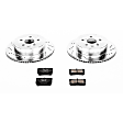 K2977 Rear Brake Disc and Pad Kit, Silver zinc-plated, Cross-drilled and Slotted, 5 Lugs, 310 mm, Carbon Fiber Ceramic, Z23 Evolution Sport Series