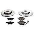 K2993 Front Brake Disc and Pad Kit, Silver zinc-plated, Cross-drilled and Slotted, 5 Lugs, 321 mm, Carbon Fiber Ceramic, Z23 Evolution Sport Series