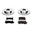 K3003 Brake Disc and Pad Kit, Silver zinc-plated, Cross-drilled and Slotted, 5 Lugs, 267 mm, Carbon Fiber Ceramic, Z23 Evolution Sport Series