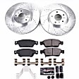 K3022 Front Brake Disc and Pad Kit, Silver zinc-plated, Cross-drilled and Slotted, 5 Lugs, 330 mm, Carbon Fiber Ceramic, Z23 Evolution Sport Series