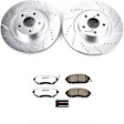 K3038-26 Front Brake Disc and Pad Kit, Silver zinc-plated, Cross-drilled and Slotted, 5 Lugs, 292 mm, Carbon Fiber Ceramic, Z26 Street Warrior Carbon-Fiber Ceramic Series