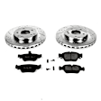K3047 Front Brake Disc and Pad Kit, Silver zinc-plated, Cross-drilled and Slotted, 5 Lugs, 288 mm, Carbon Fiber Ceramic, Z23 Evolution Sport Series