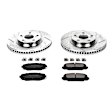 K3054 Front Brake Disc and Pad Kit, Silver zinc-plated, Cross-drilled and Slotted, 5 Lugs, 296 mm, Carbon Fiber Ceramic, Z23 Evolution Sport Series