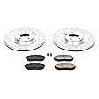 K3057 Front Brake Disc and Pad Kit, Silver zinc-plated, Cross-drilled and Slotted, 5 Lugs, 320 mm, Carbon Fiber Ceramic, Z23 Evolution Sport Series
