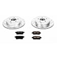 K3060 Rear Brake Disc and Pad Kit, Silver zinc-plated, Cross-drilled and Slotted, 5 Lugs, 302 mm, Carbon Fiber Ceramic, Z23 Evolution Sport Series