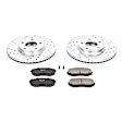 K3071 Front Brake Disc and Pad Kit, Silver zinc-plated, Cross-drilled and Slotted, 5 Lugs, 296.6 mm, Carbon Fiber Ceramic, Z23 Evolution Sport Series