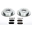 K3073 Rear Brake Disc and Pad Kit, Cross-drilled and Slotted 5 Lugs 345 mm Carbon Fiber Ceramic Z23 Evolution Sport Series