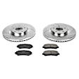 K3076 Front Brake Disc and Pad Kit, Silver zinc-plated, Cross-drilled and Slotted, 5 Lugs, 319.5 mm, Carbon Fiber Ceramic, Z23 Evolution Sport Series