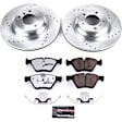 K3077-26 Front Brake Disc and Pad Kit, Silver zinc-plated, Cross-drilled and Slotted, 5 Lugs, 330 mm, Carbon Fiber Ceramic, Z26 Street Warrior Carbon-Fiber Ceramic Series