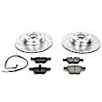 K3077 Front Brake Disc and Pad Kit, Silver zinc-plated, Cross-drilled and Slotted, 5 Lugs, 330 mm, Carbon Fiber Ceramic, Z23 Evolution Sport Series