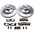 K3089-26 Front Brake Disc and Pad Kit, Silver zinc-plated, Cross-drilled and Slotted, 5 Lugs, 277 mm, Carbon Fiber Ceramic, Z26 Street Warrior Carbon-Fiber Ceramic Series