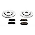 2013 Dodge Grand Caravan - Front Brake Disc and Pad Kit, Cross-drilled and Slotted, 5 Lugs, 11.89 in., Carbon Fiber Ceramic, Models with 1 piston front calipers, Z23 Evolution Sport Series