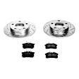 K3129 Rear Brake Disc and Pad Kit, Silver zinc-plated, Cross-drilled and Slotted, 5 Lugs, 245 mm, Carbon Fiber Ceramic, Z23 Evolution Sport Series