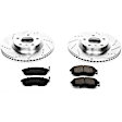 2004 Nissan 350Z Base 6 Cyl 3.5L - Front Brake Disc and Pad Kit, Silver zinc-plated, Cross-drilled and Slotted, 5 Lugs, 296 mm, Carbon Fiber Ceramic, 1 Piston Front Caliper, 3.5L 6Cyl, Z23 Evolution Sport Series