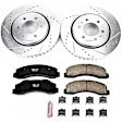 K3167 Front Brake Disc and Pad Kit, Cross-drilled and Slotted 6 Lugs 350 mm Carbon Fiber Ceramic Z23 Evolution Sport Series