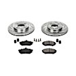 K374 Front Brake Disc and Pad Kit, Silver zinc-plated, Cross-drilled and Slotted, 4 Lugs, 256 mm, Carbon Fiber Ceramic, Z23 Evolution Sport Series