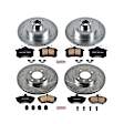 4-Wheel Set Power Stop&reg; K375 Front and Rear Z23 Daily Carbon-Fiber Ceramic Brake Pad and Drilled & Slotted Rotor Kit