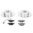 K393 Rear Brake Disc and Pad Kit, Silver zinc-plated, Cross-drilled and Slotted, 5 Lugs, 300 mm, Carbon Fiber Ceramic, Z23 Evolution Sport Series