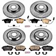 4-Wheel Set Power Stop&reg; K4013 Front and Rear Z23 Daily Carbon-Fiber Ceramic Brake Pad and Drilled & Slotted Rotor Kit