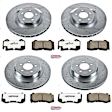 4-Wheel Set Power Stop&reg; K4023-26 Front and Rear Z26 Muscle Carbon-Fiber Ceramic Brake Pad and Drilled & Slotted Rotor Kit