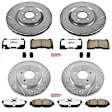 4-Wheel Set Power Stop&reg; K4042-26 Front and Rear Z26 Muscle Carbon-Fiber Ceramic Brake Pad and Drilled & Slotted Rotor Kit