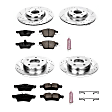 4-Wheel Set Power Stop&reg; K4056 Front and Rear Z23 Daily Carbon-Fiber Ceramic Brake Pad and Drilled & Slotted Rotor Kit