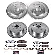 4-Wheel Set Power Stop&reg; K4062-36 Front and Rear Z36 Truck Carbon-Fiber Ceramic Brake Pad and Drilled & Slotted Rotor Kit