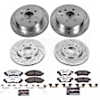 4-Wheel Set Power Stop&reg; K4063-36 Front and Rear Z36 Truck Carbon-Fiber Ceramic Brake Pad and Drilled & Slotted Rotor Kit