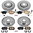 4-Wheel Set Power Stop&reg; K4065 Front and Rear Z23 Daily Carbon-Fiber Ceramic Brake Pad and Drilled & Slotted Rotor Kit