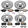 4-Wheel Set Power Stop&reg; K4068 Front and Rear Z23 Daily Carbon-Fiber Ceramic Brake Pad and Drilled & Slotted Rotor Kit