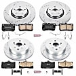 4-Wheel Set Power Stop&reg; K4070 Front and Rear Z23 Daily Carbon-Fiber Ceramic Brake Pad and Drilled & Slotted Rotor Kit