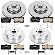 4-Wheel Set Power Stop&reg; K4071 Front and Rear Z23 Daily Carbon-Fiber Ceramic Brake Pad and Drilled & Slotted Rotor Kit