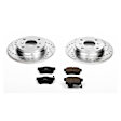 K407 Rear Brake Disc and Pad Kit, Silver zinc-plated, Cross-drilled and Slotted, 4 Lugs, 260 mm, Carbon Fiber Ceramic, Z23 Evolution Sport Series