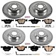 4-Wheel Set Power Stop&reg; K4094 Front and Rear Z23 Daily Carbon-Fiber Ceramic Brake Pad and Drilled & Slotted Rotor Kit