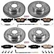 4-Wheel Set Power Stop&reg; K4104 Front and Rear Z23 Daily Carbon-Fiber Ceramic Brake Pad and Drilled & Slotted Rotor Kit