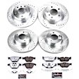 4-Wheel Set Power Stop&reg; K4107-26 Front and Rear Z26 Muscle Carbon-Fiber Ceramic Brake Pad and Drilled & Slotted Rotor Kit